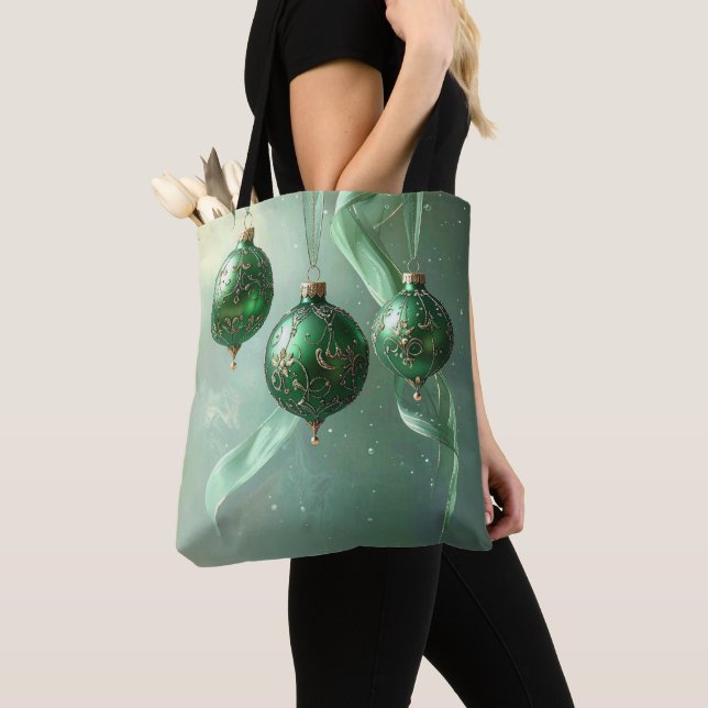 Grüne Weihnachtskugel-Feiertags-Tasche Tasche (Von Nahem)