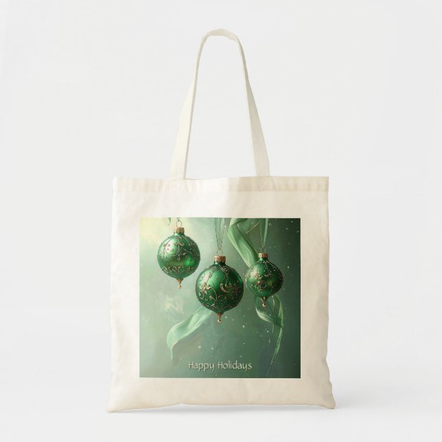 Grüne Weihnachtskugel-Feiertags-Tasche Tragetasche (Vorne)