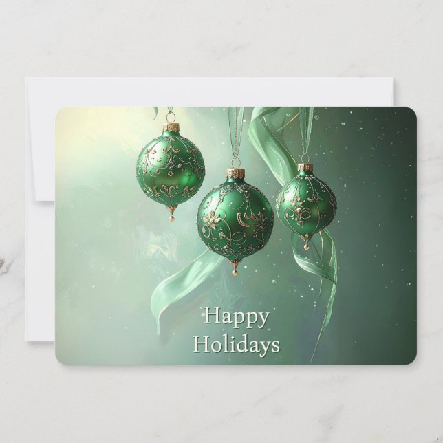 Grüne Weihnachtskugel Feiertagskarte (Vorderseite)
