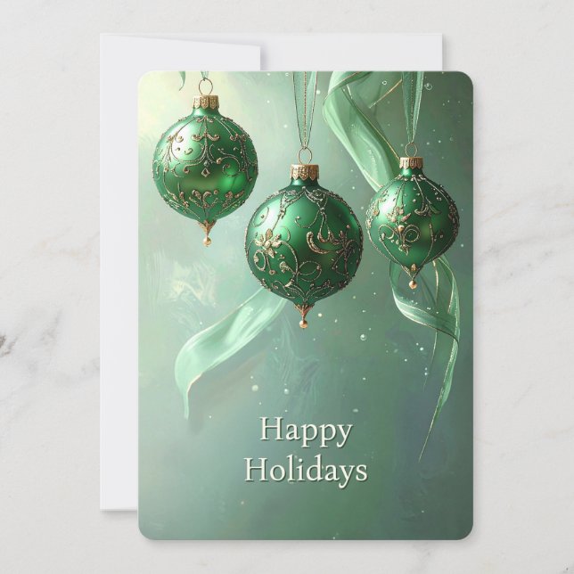 Grüne Weihnachtskugel Feiertagskarte (Vorderseite)