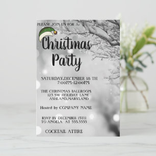 Grüne Weihnachtsmannmütze, Schneebäume Weihnachten Einladung
