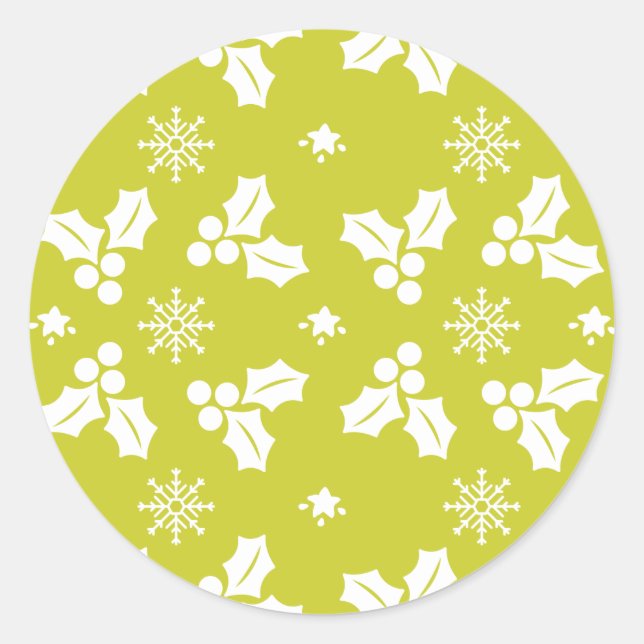 Grüne Weihnachtsschmuck Runder Aufkleber (Vorderseite)