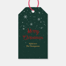 Grüne Weihnachtsschneeflocken Geschenkanhänger