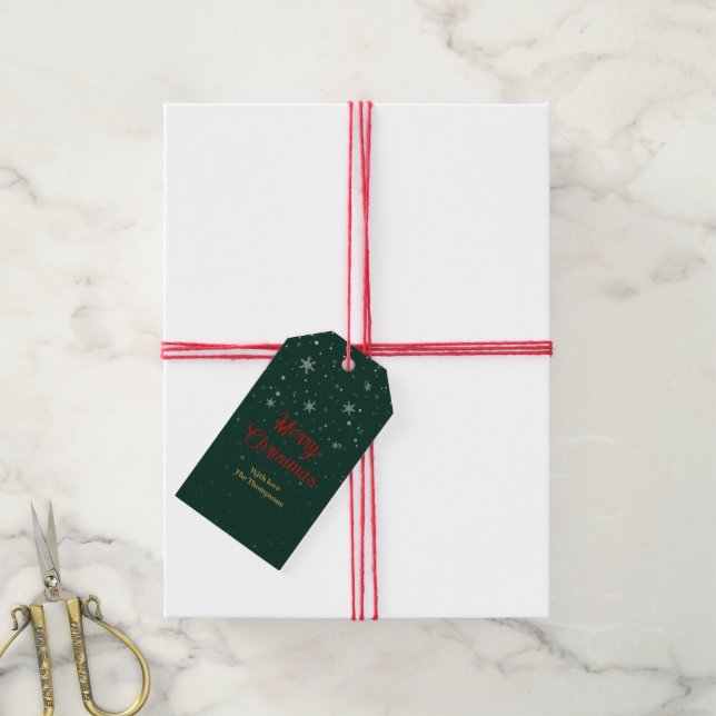 Grüne Weihnachtsschneeflocken Geschenkanhänger (Mit Garn)