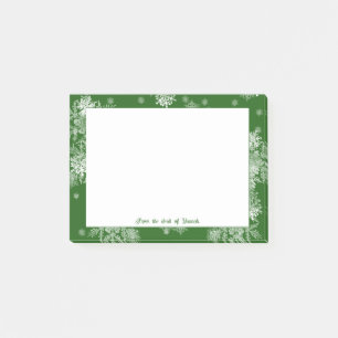 Grüne Weihnachtsschneeflocken - Personalisierte Hi Post-it Klebezettel