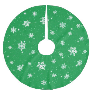 Grüne Weihnachtsstars Schneeflocken Muster Polyester Weihnachtsbaumdecke