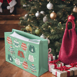 Grüne Weihnachtssüße & Schneeflocken Große Geschenktüte