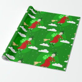 Grüne Weihnachtsweihe, bevor sich ein Broomrider S Geschenkpapier
