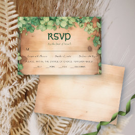 Grüne Weinrebe auf Holz St Patrick's Day Irische H RSVP Karte