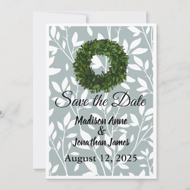 Grüne Weinrebe Leaf Bauernhof Weide Land Save The Date (Vorderseite)