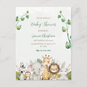 Grüne weiße Aquarell-Baby-Shower-Postkarte Postkarte