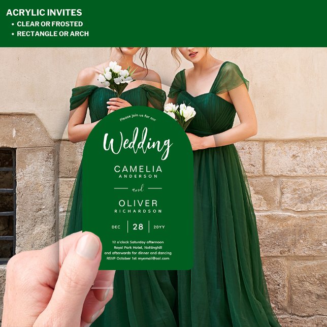 Grüne, weiße Arche Akryllische Hochzeit lädt zur M Acryleinladungen (Von Creator hochgeladen)