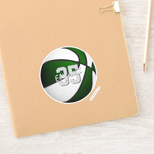 grüne, weiße Basketball-Mannschaftsfarben Aufkleber (Notizbuch)