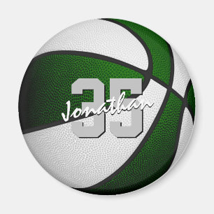 grüne, weiße Basketballmannschaft - personalisiert Magnet