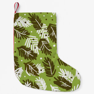 Grüne weiße Blätter: Nadelmuster Kleiner Weihnachtsstrumpf