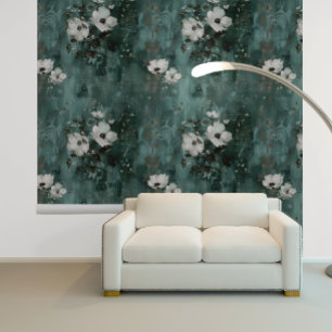 Grüne Weiße Blume Floral  Tapete