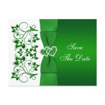 Grüne, weiße Blumenhörnchen Save the Date Postkart