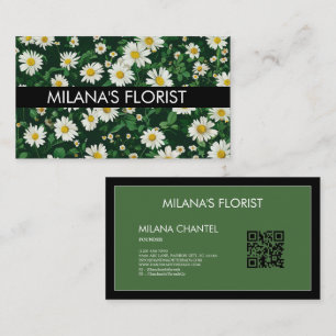 Grüne Weiße Daisy Moderne Boho Blume Florist Visitenkarte