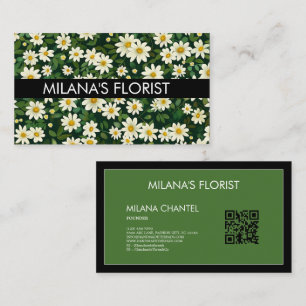Grüne Weiße Daisy Moderne Boho Blume Florist Visitenkarte