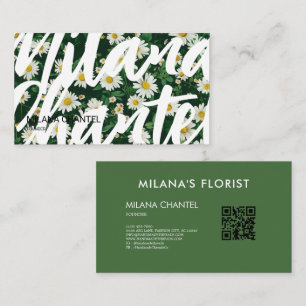 Grüne Weiße Daisy Moderne Boho Blume Florist Visitenkarte