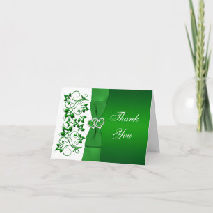 Grüne, Weiße Florale, Herzen Hochzeits-Dankeskarte Dankeskarte