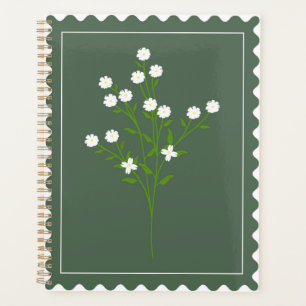 Grüne Weiße Florale Stempel für Entschlossenheits- Planer