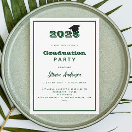 Grüne weiße Graduation Party 2025 Einladung