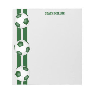 Grüne weiße Mannschaft Farben Fußball-Coach Custom Notizblock
