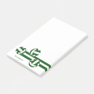 grüne weiße Mannschaft färbt Volleyballs Streifen Post-it Klebezettel