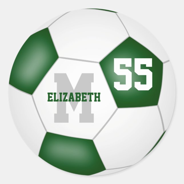 grüne weiße Mannschaftsfarben Fußball personalisie Runder Aufkleber (Vorderseite)