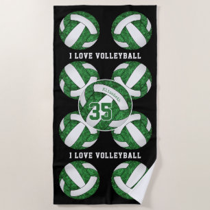 grüne, weiße Mannschaftsfarben I Liebe Volleyball Strandtuch