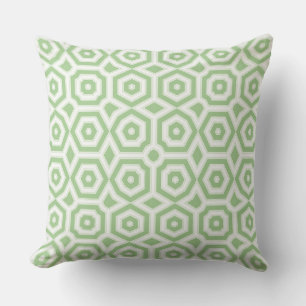 Grüne weiße Ornament-Art-Deco-Geometrie Kissen