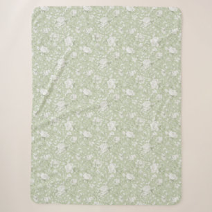 Grüne weiße romantische Blumen Sherpadecke