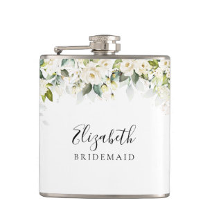 Grüne Weiße Rosen Brautdusche-Flasche Flachmann