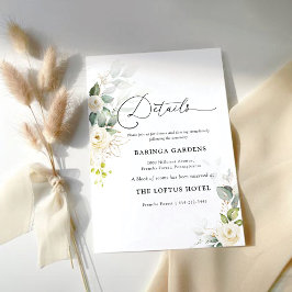 Grüne Weiße Rosen Hochzeitsdetails Begleitkarte