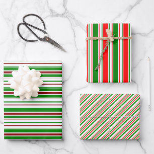 Grüne, weiße, rot-farbene Weihnachtsmuster Geschenkpapier Set