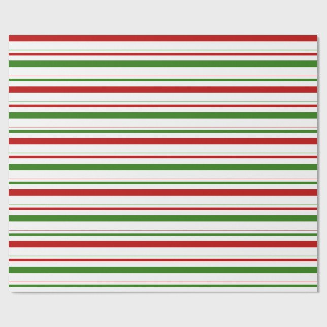 Grüne, weiße, rot-farbene Weihnachtsstreifen Geschenkpapier (Flach)