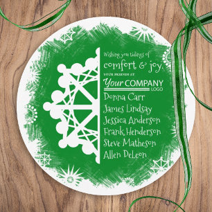Grüne weiße Schneeflocke Business Holiday Card Feiertagskarte