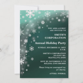 Grüne weiße Schneeflocken Corporate Holiday Party Einladung