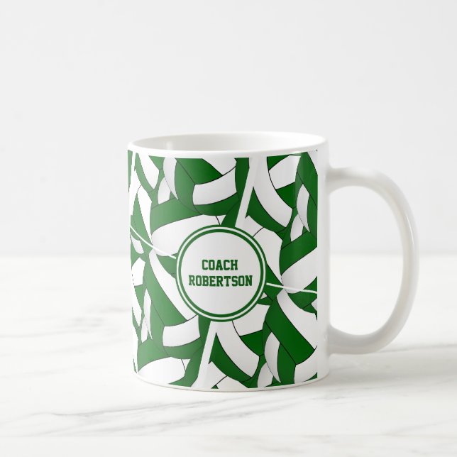Grüne weiße Schulfarben Volleyballbussen Geschenk Kaffeetasse (Rechts)