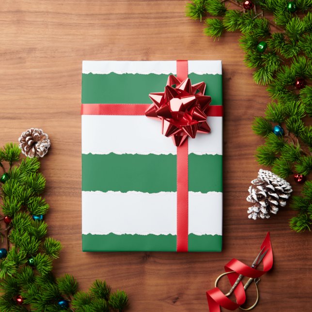 Grüne weiße Streifen Moderne Imitate drehen Weihna Geschenkpapier (Feiertagsgeschenk)