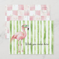 Grüne weiße Streifen rosa Flamingo Strand