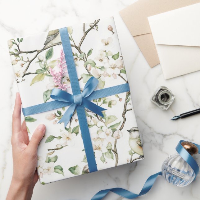 Grüne weiße Tulpen-Blumen Brausebad Geschenkpapier (Schenken)