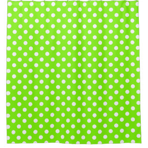 grüne, weiße und grüne Polka-Punkte Duschvorhang