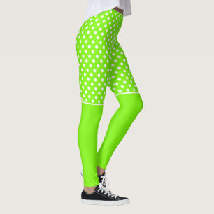 grüne, weiße und grüne Polka-Punkte Leggings