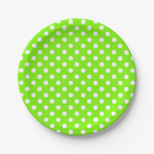 grüne, weiße und grüne Polka-Punkte Pappteller
