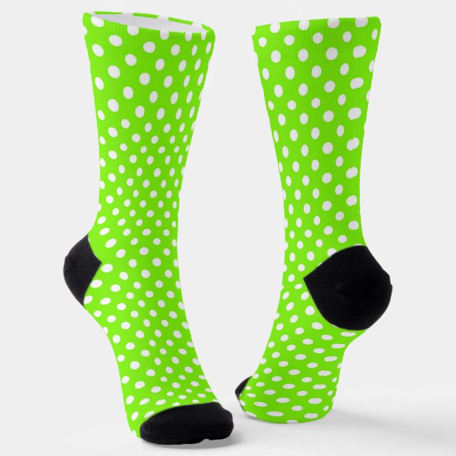 grüne, weiße und grüne Polka-Punkte Socken (Gewinkelt)