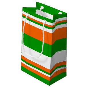 Grüne, weiße und orange Streifen Kleine Geschenktüte
