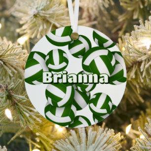 grüne weiße Volleyballs mit Athleten Namensgewähr Ornament Aus Metall