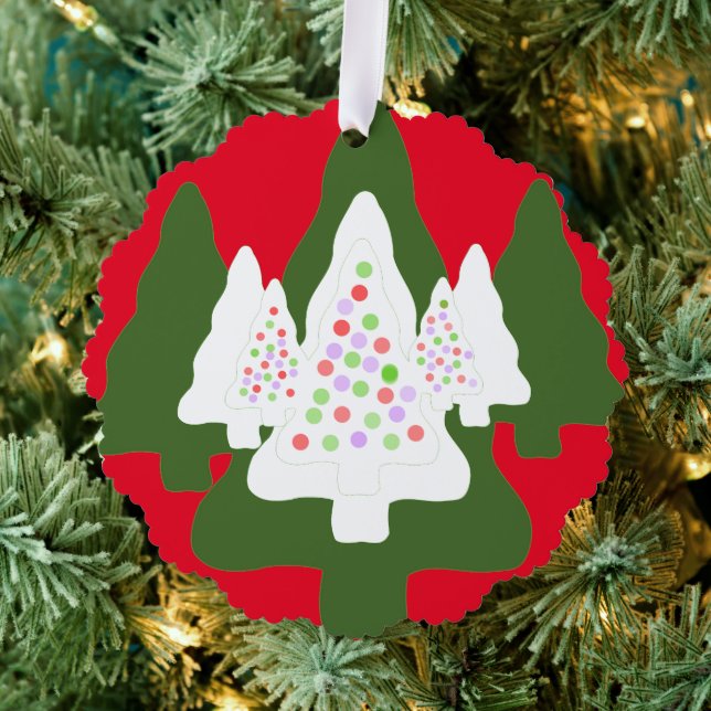 Grüne, weiße Weihnachtsbaumen Ornament Karte (Insitu (Baum))